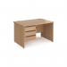 The Dams Pedestal Desk Contract 25 has a sleek graphite pedestal and panel leg. The straight desk measures 1200mm x 800mm and is made of beech. It also features three drawers for storage.