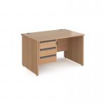 Contract 25 straight desk with 3 drawer graphite pedestal and panel leg 1200mm x 800mm - beech