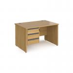 Contract 25 straight desk with 3 drawer graphite pedestal and panel leg 1200mm x 800mm - oak CP12S3-G-O