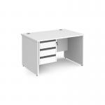 Contract 25 straight desk with 3 drawer graphite pedestal and panel leg 1200mm x 800mm - white CP12S3-G-WH