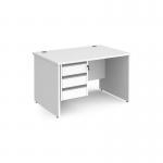 Contract 25 straight desk with 3 drawer silver pedestal and panel leg 1200mm x 800mm - white CP12S3-S-WH