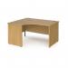 Contract 25 left hand ergonomic desk with panel ends and graphite corner leg 1400mm - oak CP14EL-G-O