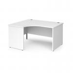 Contract 25 left hand ergonomic desk with panel ends and graphite corner leg 1400mm - white