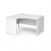 Contract 25 left hand ergonomic desk with panel ends and silver corner leg 1400mm - white CP14EL-S-WH