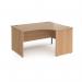 Contract 25 right hand ergonomic desk with panel ends and graphite corner leg 1400mm - beech CP14ER-G-B