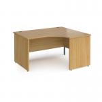Contract 25 right hand ergonomic desk with panel ends and graphite corner leg 1400mm - oak CP14ER-G-O
