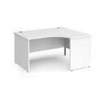 Contract 25 right hand ergonomic desk with panel ends and graphite corner leg 1400mm - white CP14ER-G-WH