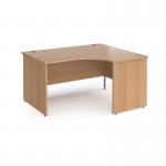 Contract 25 right hand ergonomic desk with panel ends and silver corner leg 1400mm - beech CP14ER-S-B