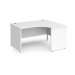 Contract 25 right hand ergonomic desk with panel ends and silver corner leg 1400mm - white CP14ER-S-WH