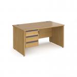 Contract 25 straight desk with 3 drawer graphite pedestal and panel leg 1400mm x 800mm - oak CP14S3-G-O