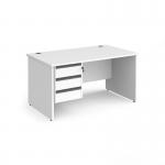 Contract 25 straight desk with 3 drawer graphite pedestal and panel leg 1400mm x 800mm - white CP14S3-G-WH