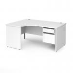 Contract 25 left hand ergonomic desk with 2 drawer graphite pedestal and panel leg 1600mm - white CP16EL2-G-WH