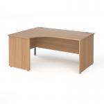 Contract 25 left hand ergonomic desk with panel ends and graphite corner leg 1600mm - beech CP16EL-G-B