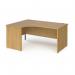 Contract 25 left hand ergonomic desk with panel ends and graphite corner leg 1600mm - oak CP16EL-G-O