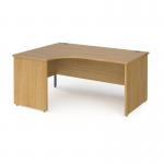 Contract 25 left hand ergonomic desk with panel ends and graphite corner leg 1600mm - oak CP16EL-G-O