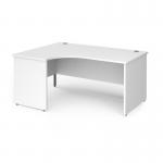 Contract 25 left hand ergonomic desk with panel ends and graphite corner leg 1600mm - white