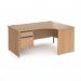 Contract 25 right hand ergonomic desk with 2 drawer graphite pedestal and panel leg 1600mm - beech CP16ER2-G-B