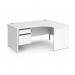 Contract 25 right hand ergonomic desk with 2 drawer graphite pedestal and panel leg 1600mm - white CP16ER2-G-WH