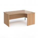 Contract 25 right hand ergonomic desk with panel ends and graphite corner leg 1600mm - beech CP16ER-G-B
