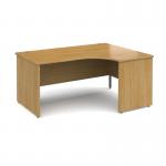 Contract 25 right hand ergonomic desk with panel ends and graphite corner leg 1600mm - oak CP16ER-G-O
