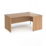 Contract 25 right hand ergonomic desk with panel ends and silver corner leg 1600mm - beech CP16ER-S-B