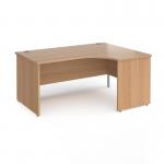 Contract 25 right hand ergonomic desk with panel ends and silver corner leg 1600mm - beech CP16ER-S-B