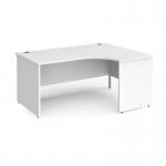 Contract 25 right hand ergonomic desk with panel ends and silver corner leg 1600mm - white CP16ER-S-WH