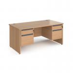 Contract 25 straight desk with 2 and 2 drawer graphite pedestals and panel leg 1600mm x 800mm - beech CP16S22-G-B