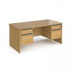 Contract 25 straight desk with 2 and 2 drawer graphite pedestals and panel leg 1600mm x 800mm - oak CP16S22-G-O