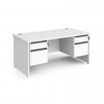 Contract 25 straight desk with 2 and 2 drawer graphite pedestals and panel leg 1600mm x 800mm - white CP16S22-G-WH