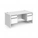 Contract 25 straight desk with 2 and 2 drawer silver pedestals and panel leg 1600mm x 800mm - white CP16S22-S-WH