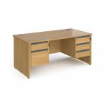 Contract 25 straight desk with 2 and 3 drawer graphite pedestals and panel leg 1600mm x 800mm - oak CP16S23-G-O