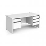 Contract 25 straight desk with 2 and 3 drawer graphite pedestals and panel leg 1600mm x 800mm - white CP16S23-G-WH