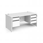 Contract 25 straight desk with 2 and 3 drawer graphite pedestals and panel leg 1600mm x 800mm - white CP16S23-G-WH