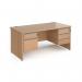 Contract 25 straight desk with 2 and 3 drawer silver pedestals and panel leg 1600mm x 800mm - beech CP16S23-S-B