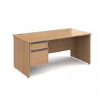 Contract 25 straight desk with 2 drawer graphite pedestal and panel leg 1600mm x 800mm - beech CP16S2-G-B