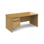 Contract 25 straight desk with 2 drawer graphite pedestal and panel leg 1600mm x 800mm - oak CP16S2-G-O