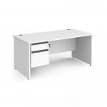 Contract 25 straight desk with 2 drawer graphite pedestal and panel leg 1600mm x 800mm - white CP16S2-G-WH
