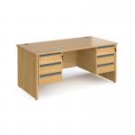 Contract 25 straight desk with 3 and 3 drawer graphite pedestals and panel leg 1600mm x 800mm - oak CP16S33-G-O