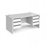 Contract 25 straight desk with 3 and 3 drawer graphite pedestals and panel leg 1600mm x 800mm - white CP16S33-G-WH