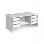Contract 25 straight desk with 3 and 3 drawer silver pedestals and panel leg 1600mm x 800mm - white CP16S33-S-WH