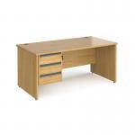 Contract 25 straight desk with 3 drawer graphite pedestal and panel leg 1600mm x 800mm - oak CP16S3-G-O