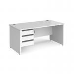 Contract 25 straight desk with 3 drawer graphite pedestal and panel leg 1600mm x 800mm - white CP16S3-G-WH