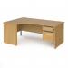 Contract 25 left hand ergonomic desk with 2 drawer graphite pedestal and panel leg 1800mm - oak CP18EL2-G-O