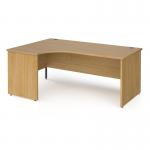 Contract 25 left hand ergonomic desk with panel ends and graphite corner leg 1800mm - oak