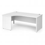 Contract 25 left hand ergonomic desk with panel ends and graphite corner leg 1800mm - white CP18EL-G-WH