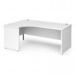 Contract 25 left hand ergonomic desk with panel ends and graphite corner leg 1800mm - white CP18EL-G-WH