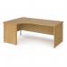 Contract 25 left hand ergonomic desk with panel ends and silver corner leg 1800mm - oak CP18EL-S-O