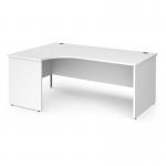 Contract 25 left hand ergonomic desk with panel ends and silver corner leg 1800mm - white