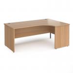 Contract 25 right hand ergonomic desk with panel ends and graphite corner leg 1800mm - beech CP18ER-G-B